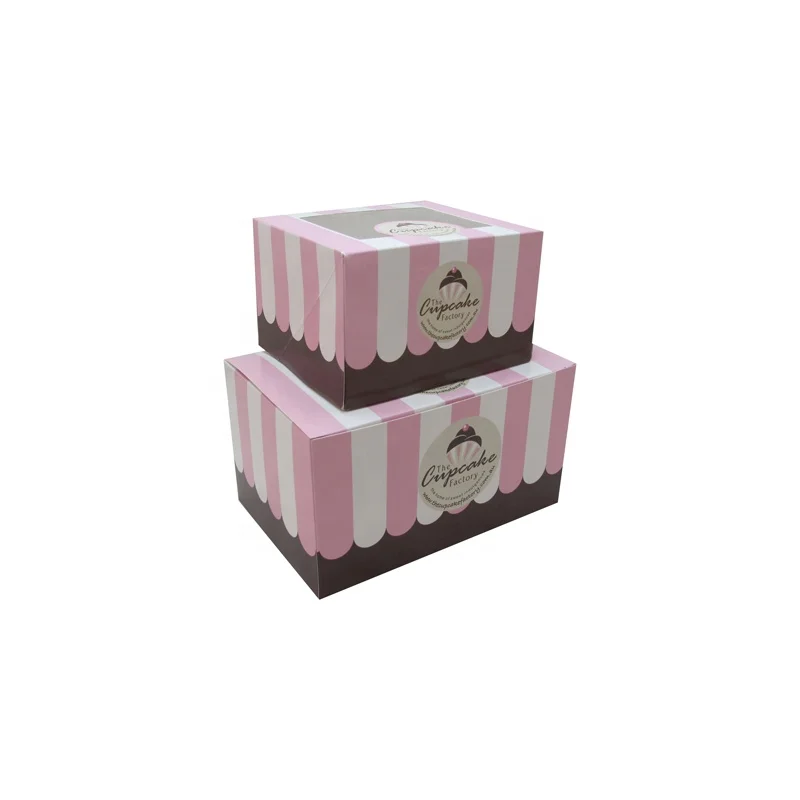 Custom High Quality cake box 2 4 6 8 12 24 Cupcake Box With PVC Window for Bakery Shop