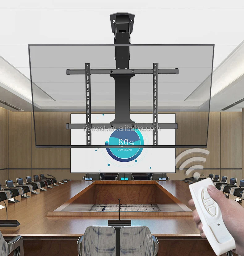 80inch Ceiling Motorized TV Mount Ceiling Drop Down TV Lift Electric Flip Ceiling Brackets RISESAT RS-TV5