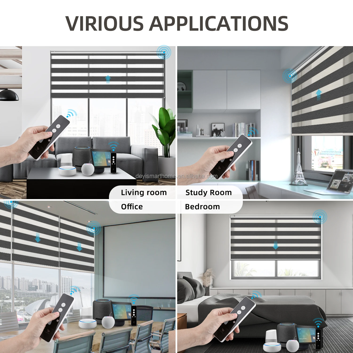 Vertical Remote Control Chip Motor Quick Shipping Zebra Blinds Customizable Logo Picture Smart Home Curtains Shades Blinds