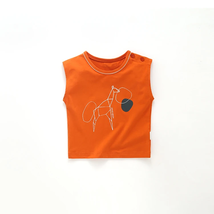 
Soft Hand Feel 100% Cotton Boy Clothing Crew Neck Baby Summer Vest 