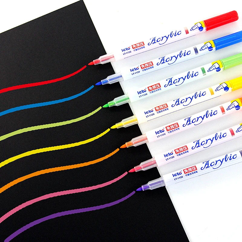 High Quality 6 Color Nylon Nib Paint Marker Set Custom Logo Water Based Ink Color Acrylic Pens for Glass Porcelain