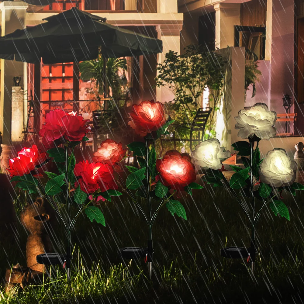 Artificial Home Eternal Solar led light decoration glow in the dark Stabilized Led Bouquet Decor Peony Flower