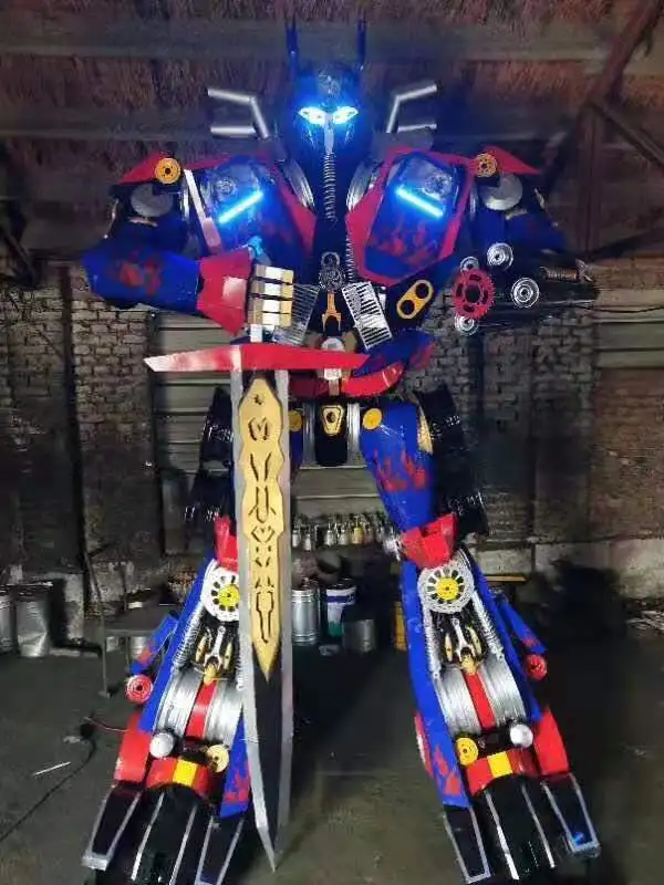 Hot Sale Customize Huge Yellow Robot Sculpture Factory Made Iron Metal Craft 2.5M/3M Size for Outdoor/Indoor VR Shop Decoration