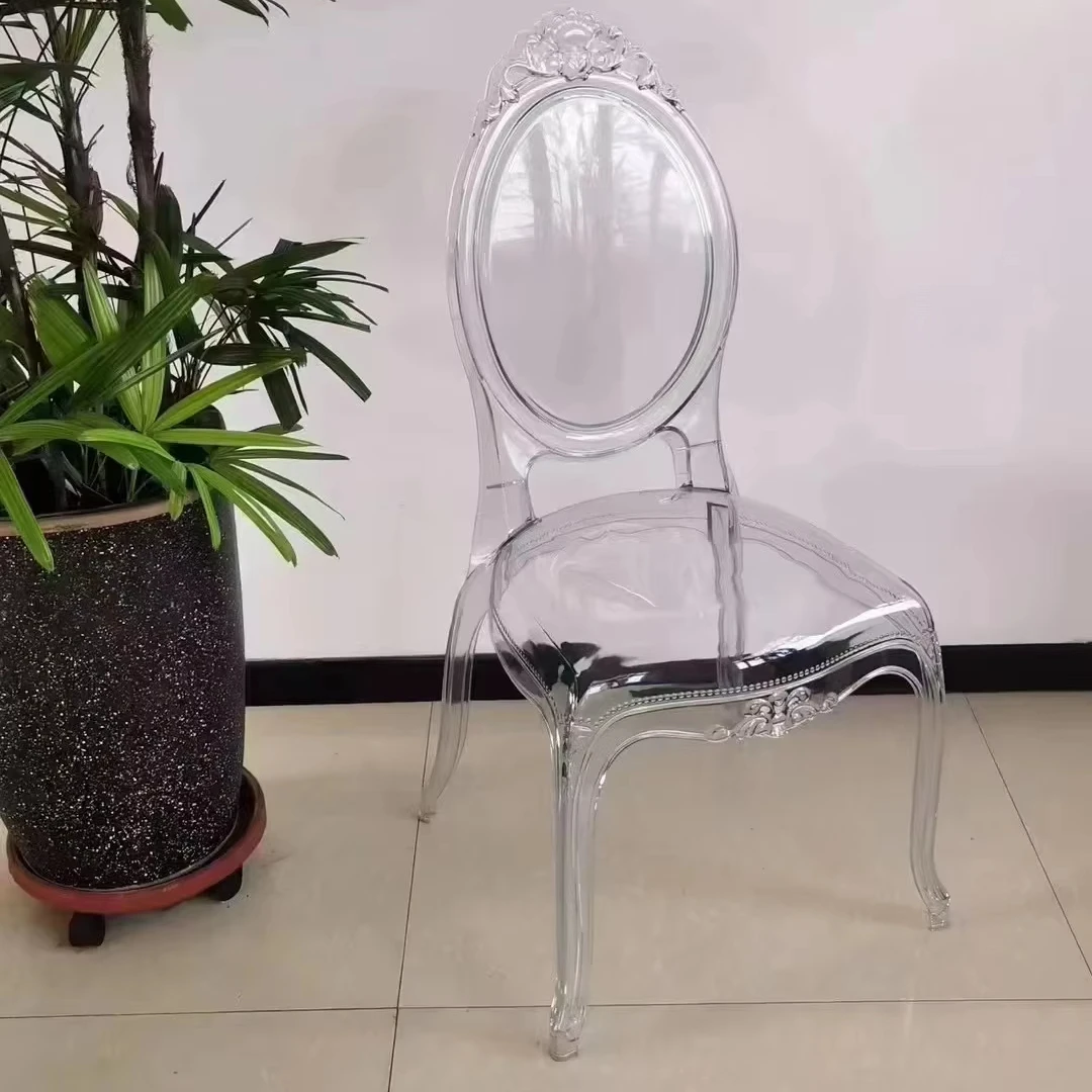 China Supplier Custom Polypropylene Material Transparent Petal Dining Crystal Chair