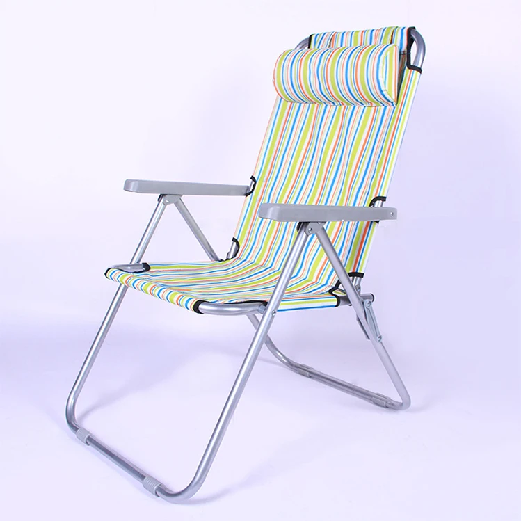 Facebook multifunctional metal beach chair single folding outdoor lounge chair for lunch break