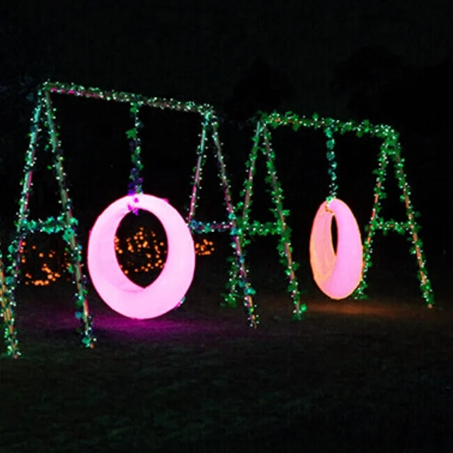 Outdoor solar remote control hanging swing garden patio park glowing led swing