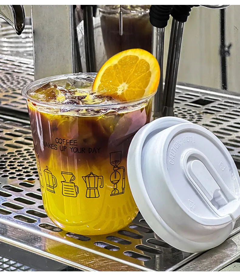 Disposable PET Milk Tea Cup 12/14/16/20/24/32 oz Boba Tea Coffee with Lid Plastic Cup
