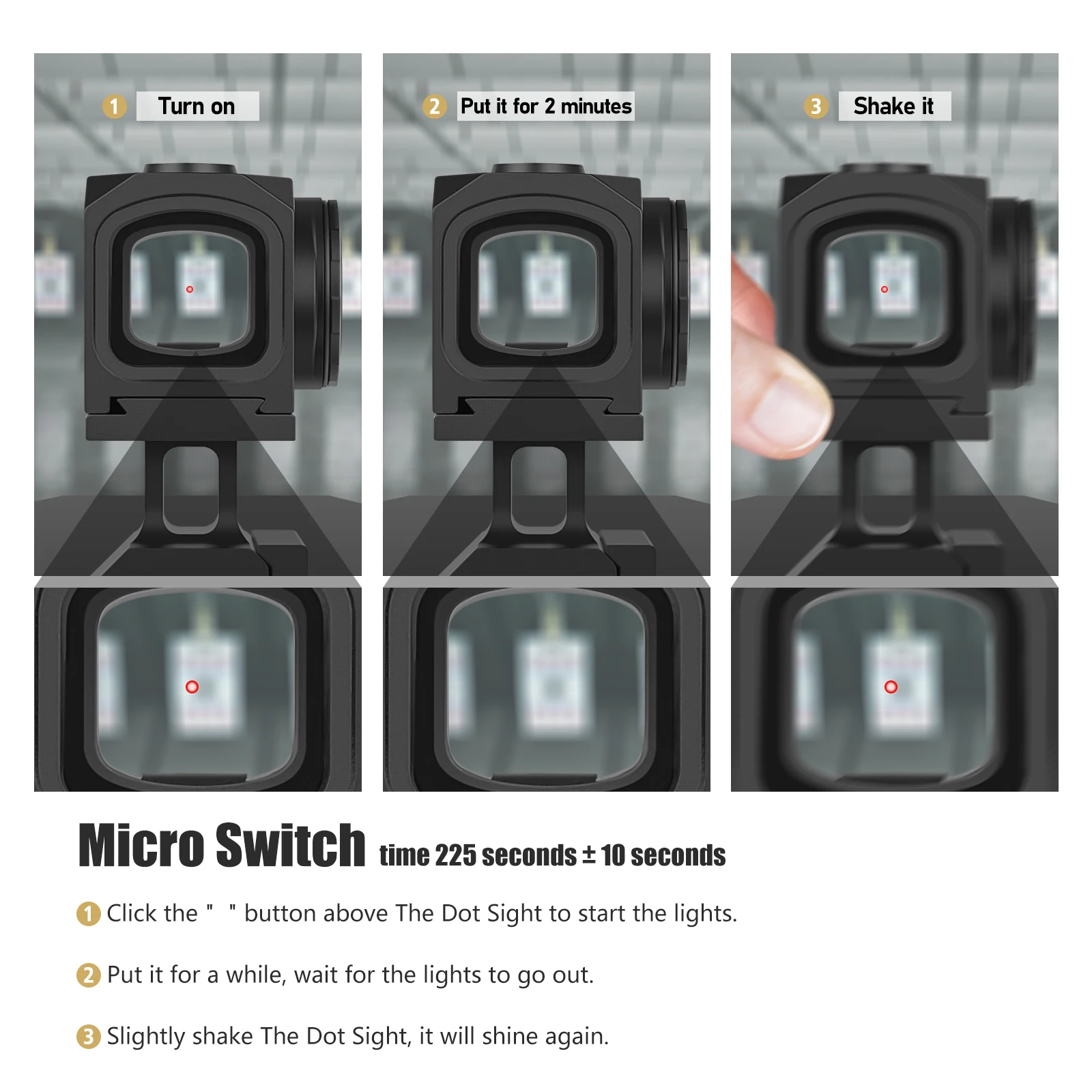 Shake awake red dot sight Illuminated OEM Reflex Sight Waterproof Shockproof Holographic Sight with Two Mount