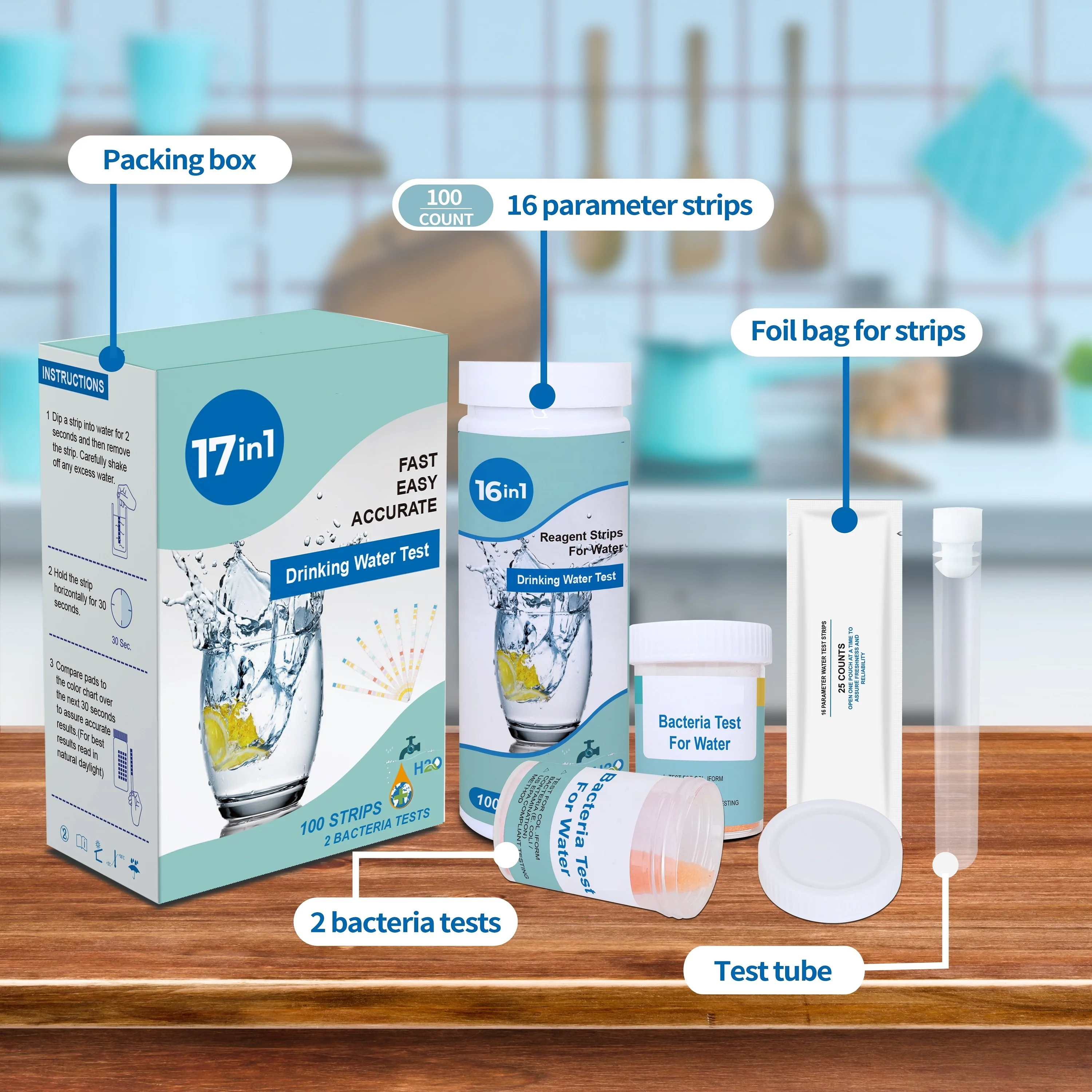 17 в 1 наборы для быстрого тестирования качества воды тест на мг цинк E-coli (E-coli) и больше тестов питьевую воду медицинских снабжений