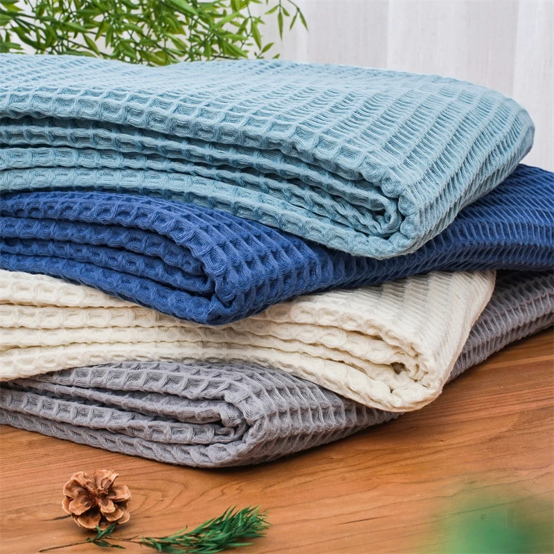 factory Wholesale OEM Certificate Throw Blanket 100% cotton Waffle blankets Cotton knit Weight Blanket