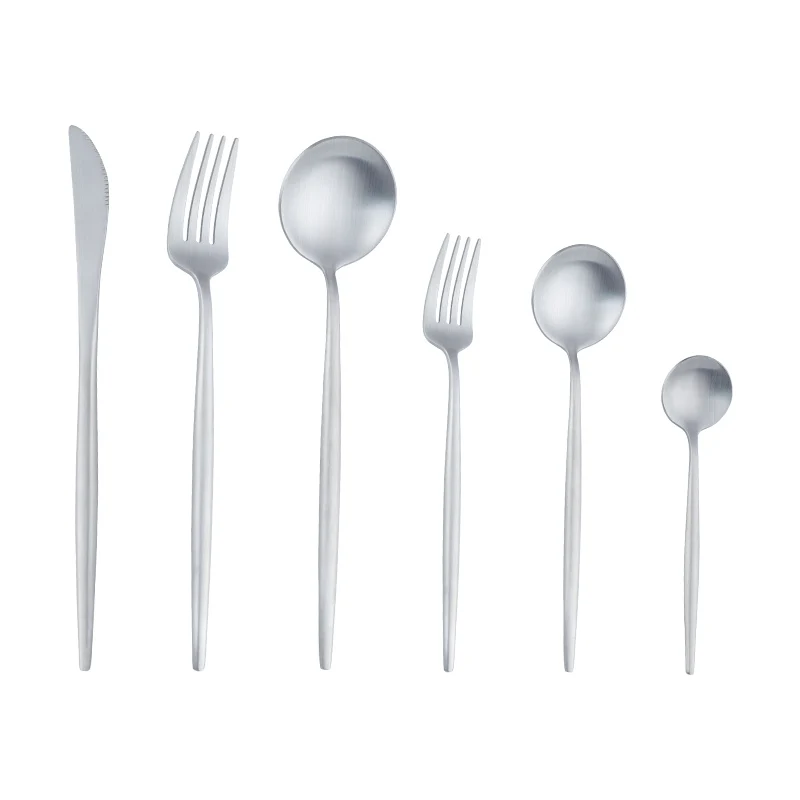 BUYERSTAR Wholesale 6pcs Silver Color Spoon And Fork Stainless Steel Cutlery Set