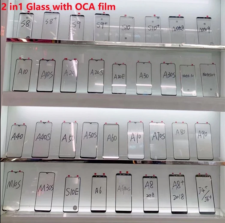 Оптовая продажа линз для переднего стекла с OCA клеем Samsung Galaxy A10 A20 A30 A40 A50 A70 A80 A90 A10S A20S стекло