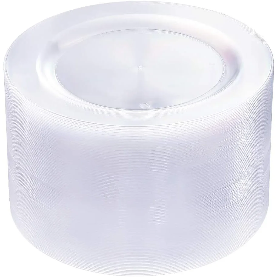 Disposable Premium Acrylic Weddings Party Dessert Salad Dishes Plates Crystal Clear Plastic Plate