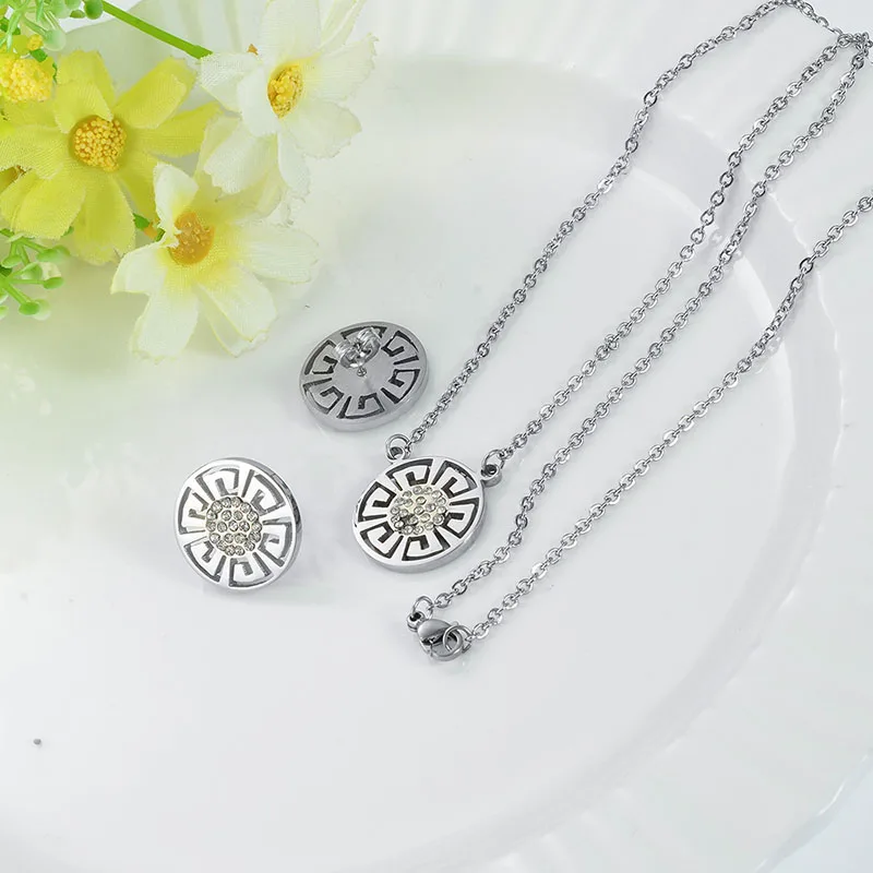 Оптовая продажа; Женские туфли серебристого цвета тотем ожерелье серьги наборы ювелирных украшений из нержавеющей стали с золотым покрытием Циркон Ювелирные