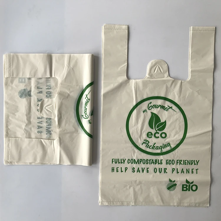 Water soluble PVA material Eco-friendly 100% compostable biodegradable plastic T-shirt bags