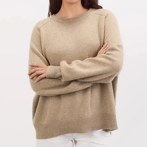 Manufacturer Washable Knit Soft Crew Neck 100% 2 Ply Cashmere 100 % Wool Sweater Tops Pullover Or Women