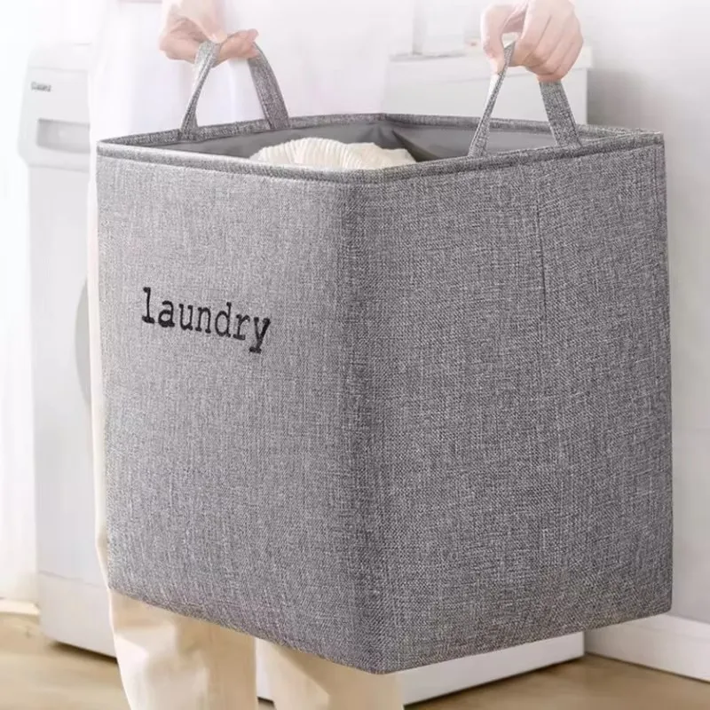 Large Foldable Laundry Basket Laundry Storage Organizer Bag Cotton Bedroom Storage Bag Hamper Dirty Clothes Basket with Handle