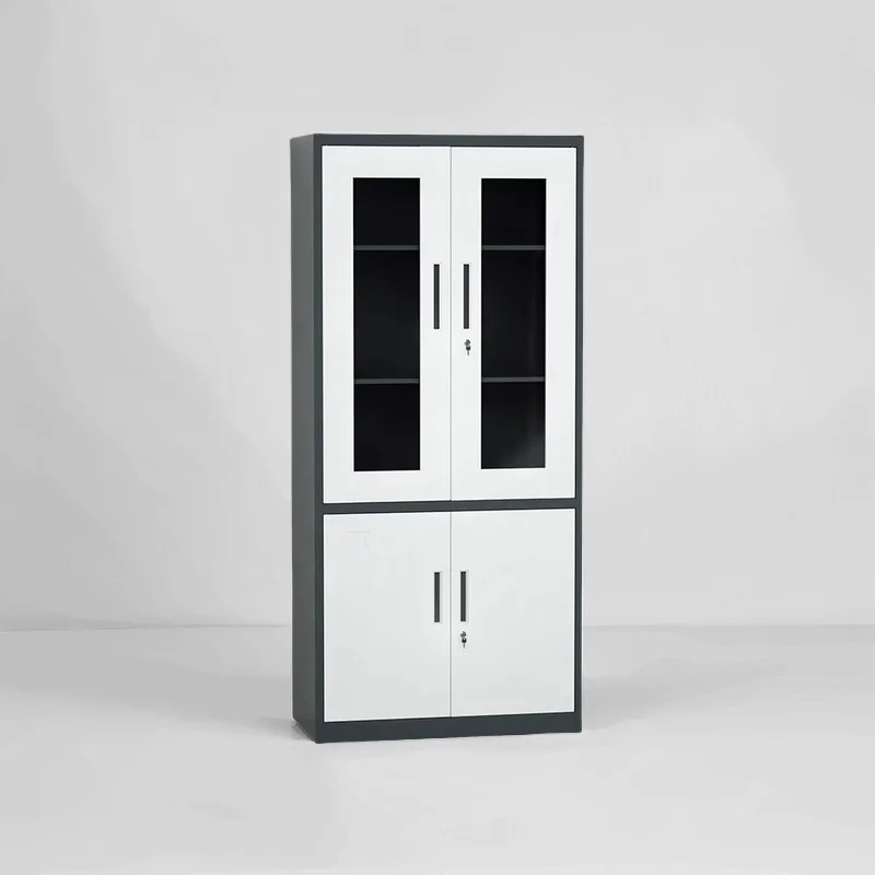 Офисная мебель передвижные стальные плоские шкафы вертикальный металлический шкаф с 2 поворотными стеклянными дверными