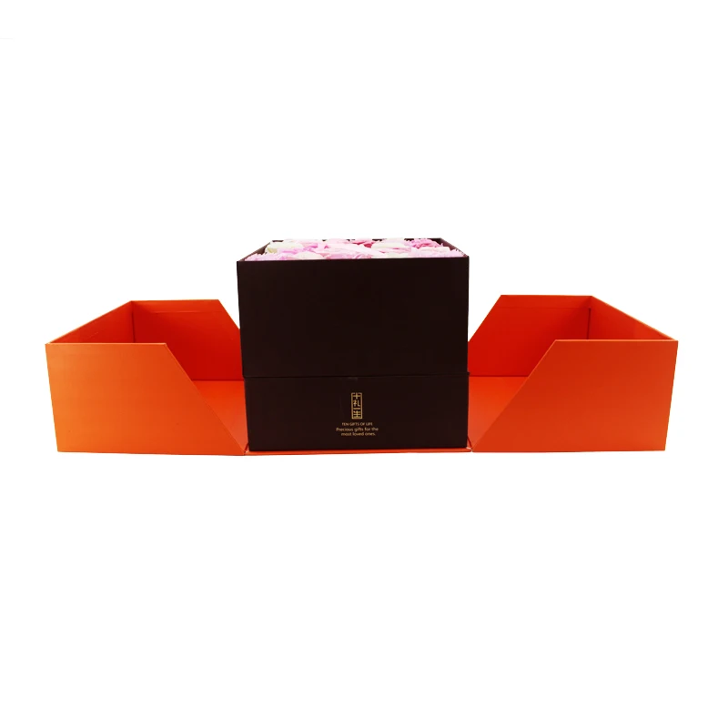 Logo design creative both sides opening packing cardboard boxes for flower