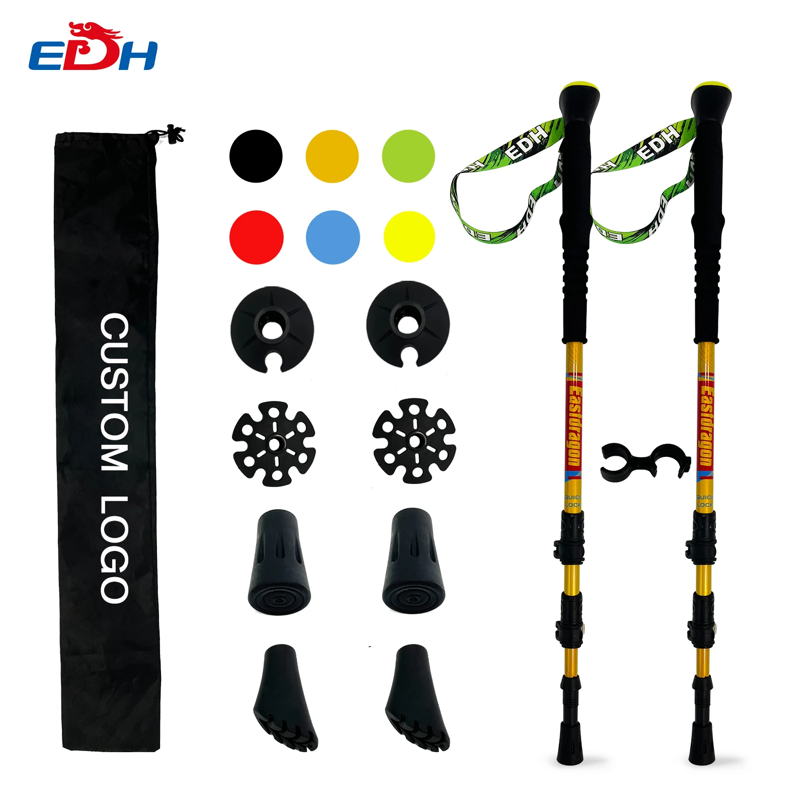 Quick Lock Non Slip Trekking Pole Walking Sticks Aluminum Alloy 7075 Adjustable Ultra Light Carbon Fiber Customized Hiking 135