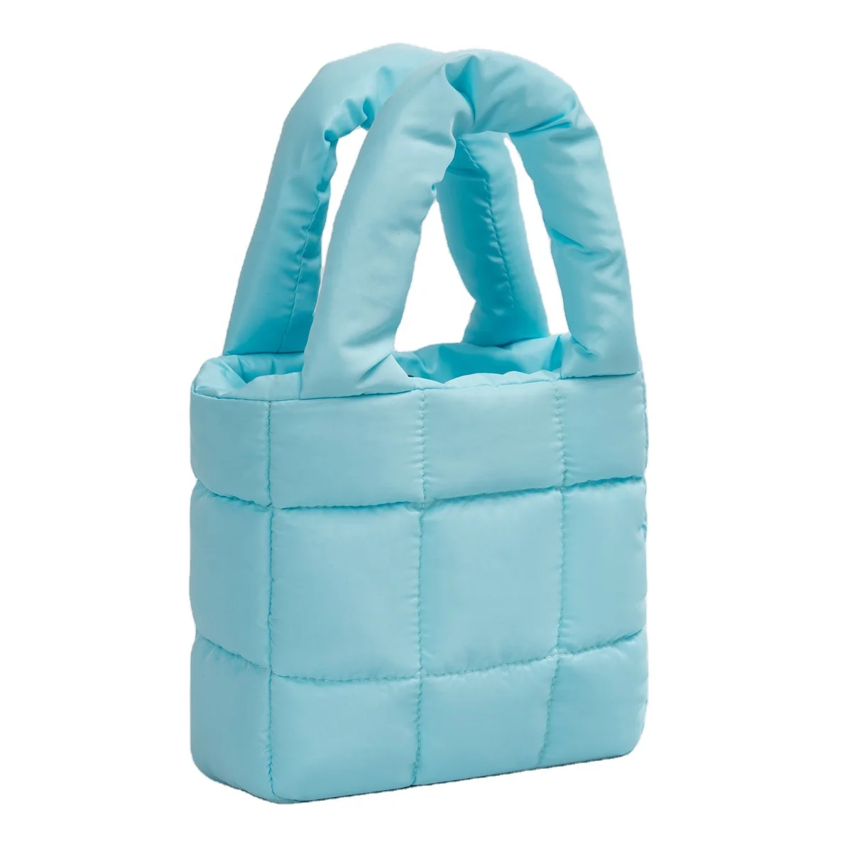 mini puffy tote handbag hobo quilted with soft padded down portable winter lady women puffer tote bag
