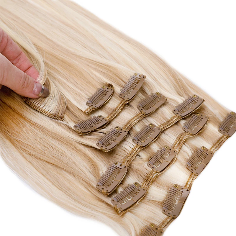Clip in Hair Extensions Human Hair Full Head Machine Remy Double Weft Piano Hair Clips Extensions