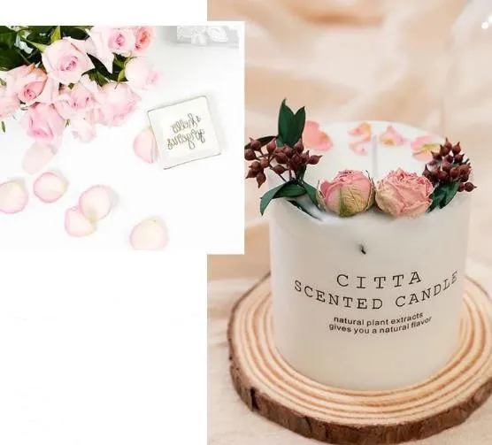 Wholesale Valentines Day Gift Box Set Scented Candle Handmade Dried Fruit Decorative Scented Candles Luxury Candle Dried Flowers