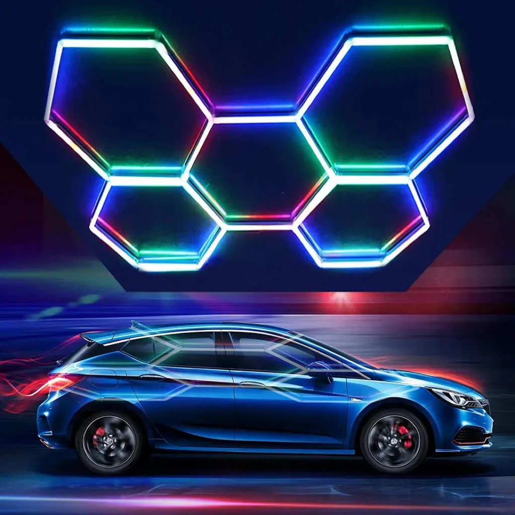 Etop 2024 Шестигранная Светодиодная лампа RGB сотовая гаражная потолочная для автомагазина гаражного