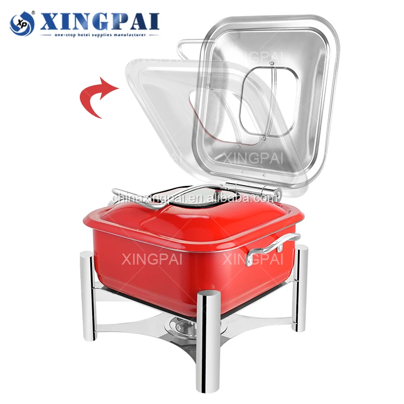 XINGPAI hotel supplies 5 L square chafing dish thickened stainless steel buffet food warmer chafing dishes for wedding