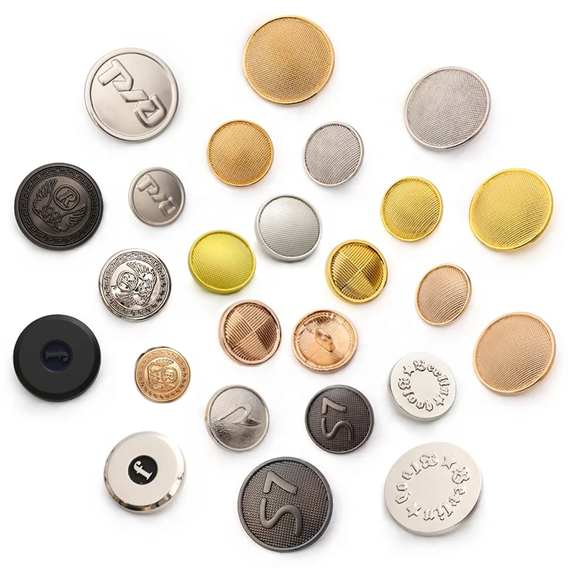 High quality engraved brand logo custom clothes metal dome shank button with logo for denim clothing