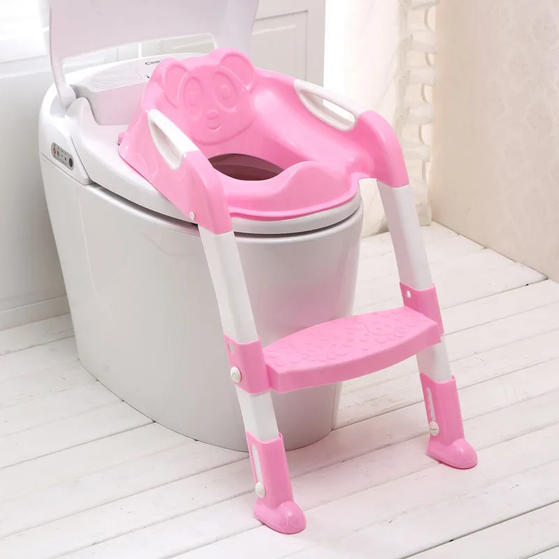 
Comfortable Safe Potty Seat Potty Chair with Anti-Slip Pads Ladder (Pink and Blue) 