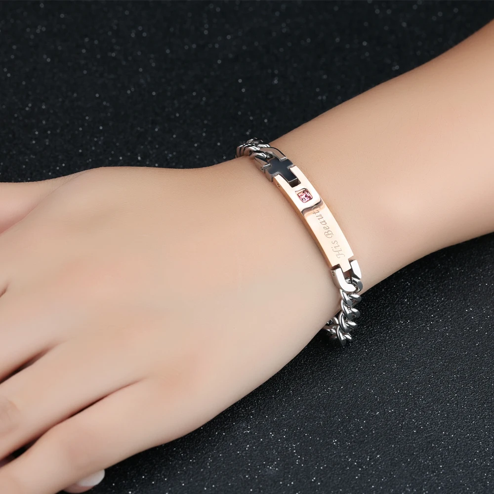 Luxury Romantic Lover Gift Couple Bracelets Stainless Steel Bracelets Classic Single Diamond Bracelet for Couples