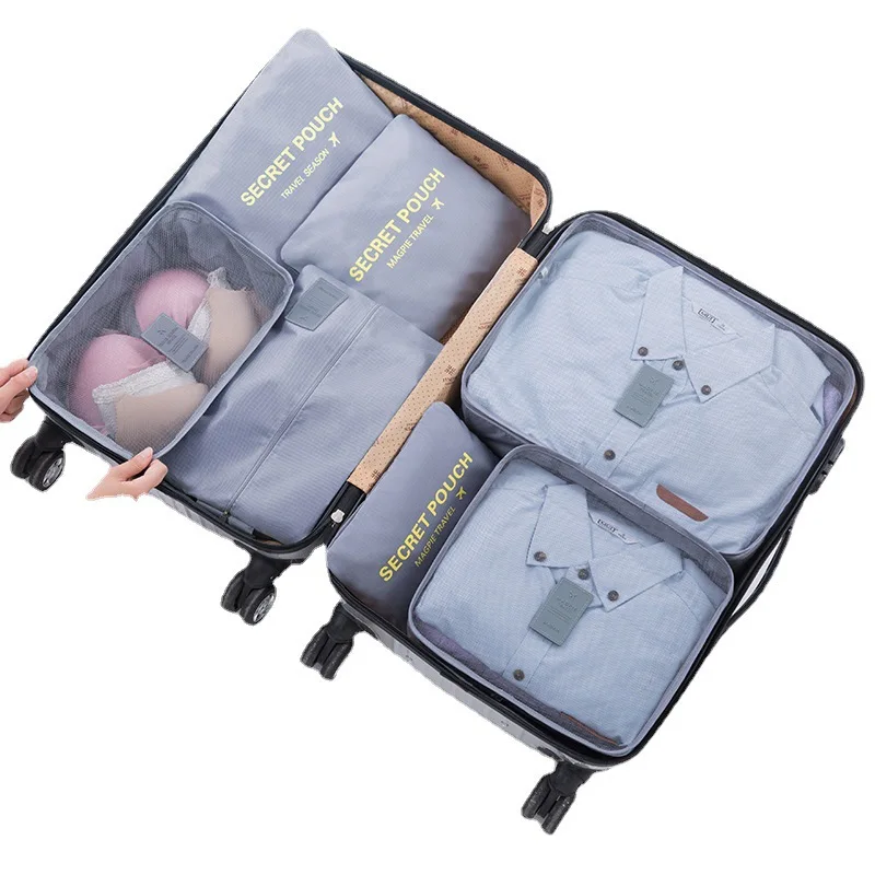 Factory 7Pieces of Sets Portable Clothes Pouch Travel Bag Set Suitcase Organizers Packing Cubes Luggage Organizer for travel