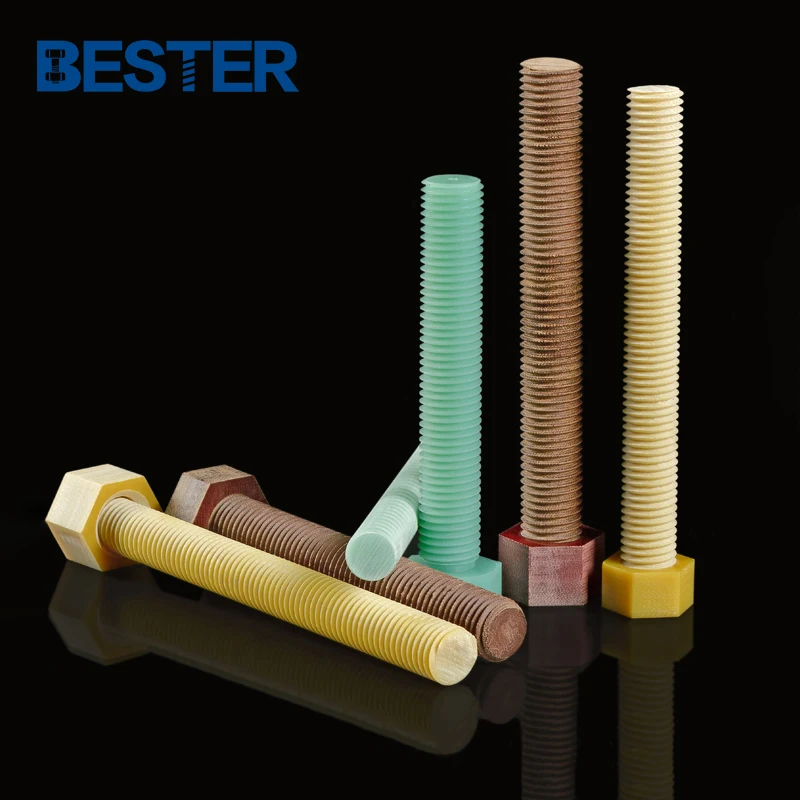Manufacturers Suppliers 5m 6m 8m 10m color plastic nylon full threaded rods with plastic nuts