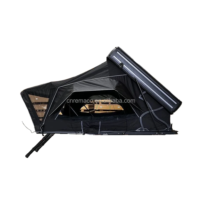 2024 Outdoor Camping Side Opening Hardshell Aluminum Hybrid Roof Top Tent With Rack