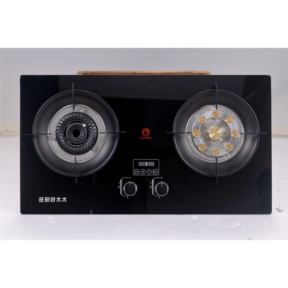 Factory Price 2 Burner Tempered Glass Stainless Steel Gas Stove