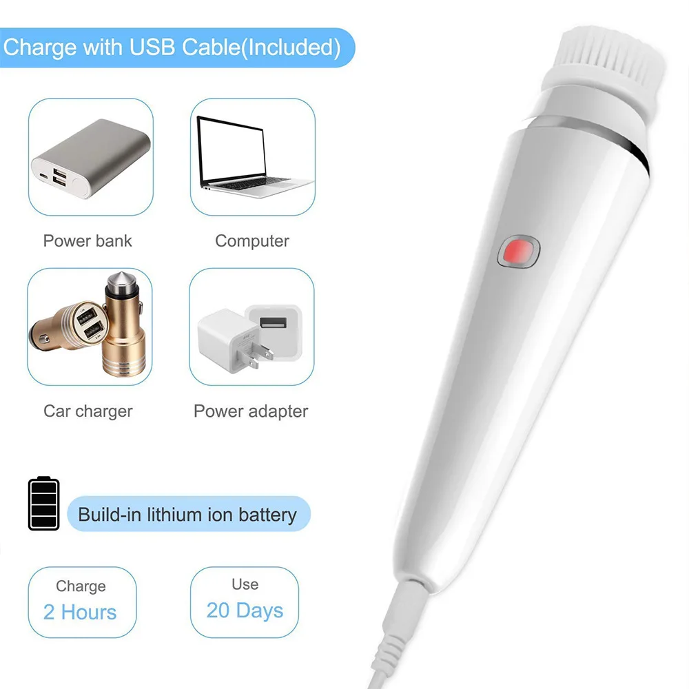 4 in 1 Waterproof Deep Cleaning System Exfoliate Face Cleanser Facial Cleansing Brush