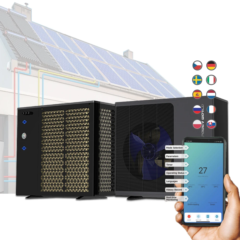 Power World air to water heat pump online buy EVI full dc inverter hybrid ac/dc solar heat pump with filter