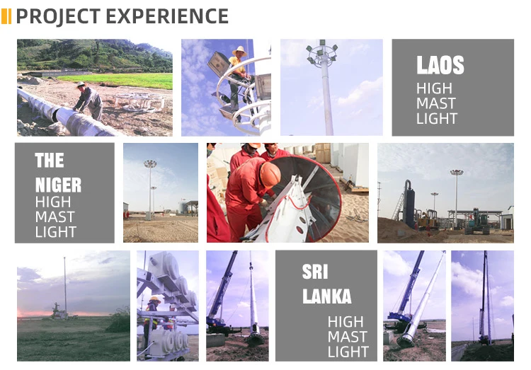 Factory Price Hot dip galvanised powder spraying Customized 15-45 meters high mast light with lifting system high mast light