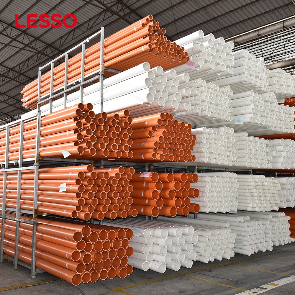 LESSO light weight good corrosion resistance blue white black color plastic pe electrical conduit pipe pe solid-wall duct