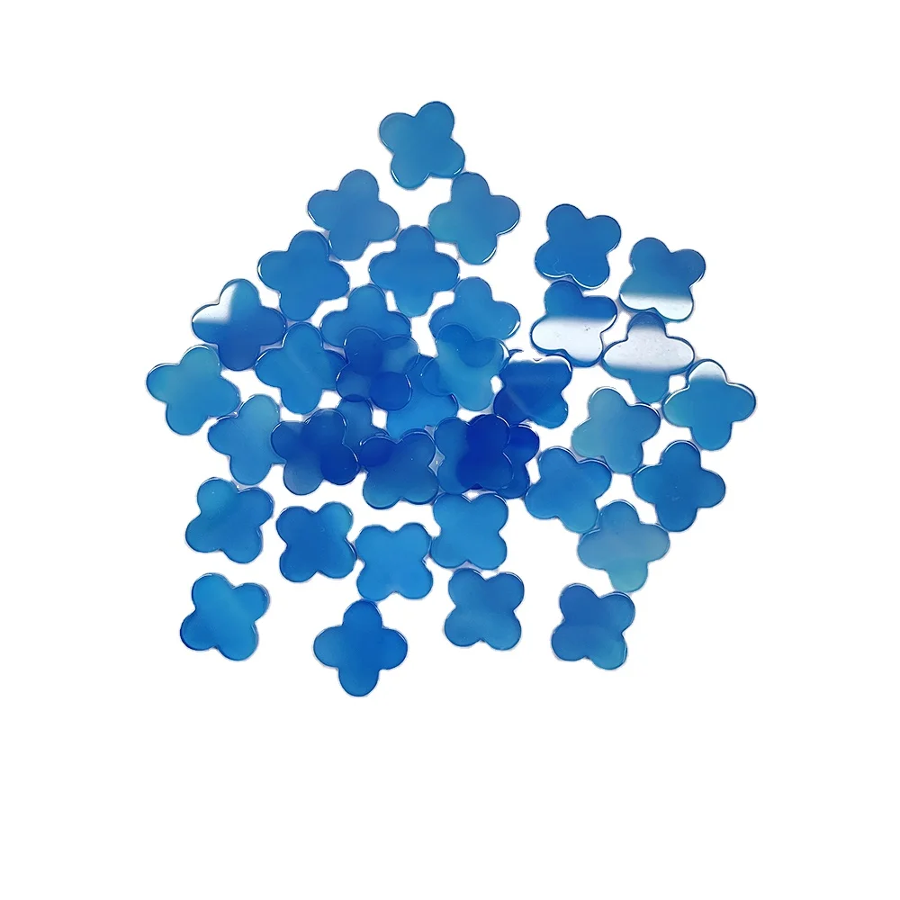 Wholesale  Clover Natural Blue Agate Stone For Jewelry