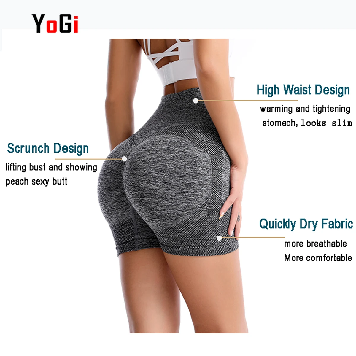 16 Colors New Fashion High Waist Girls Casual Seamless Scrunch Butt Sport Yoga Pants Shorts For Women Tummy Control