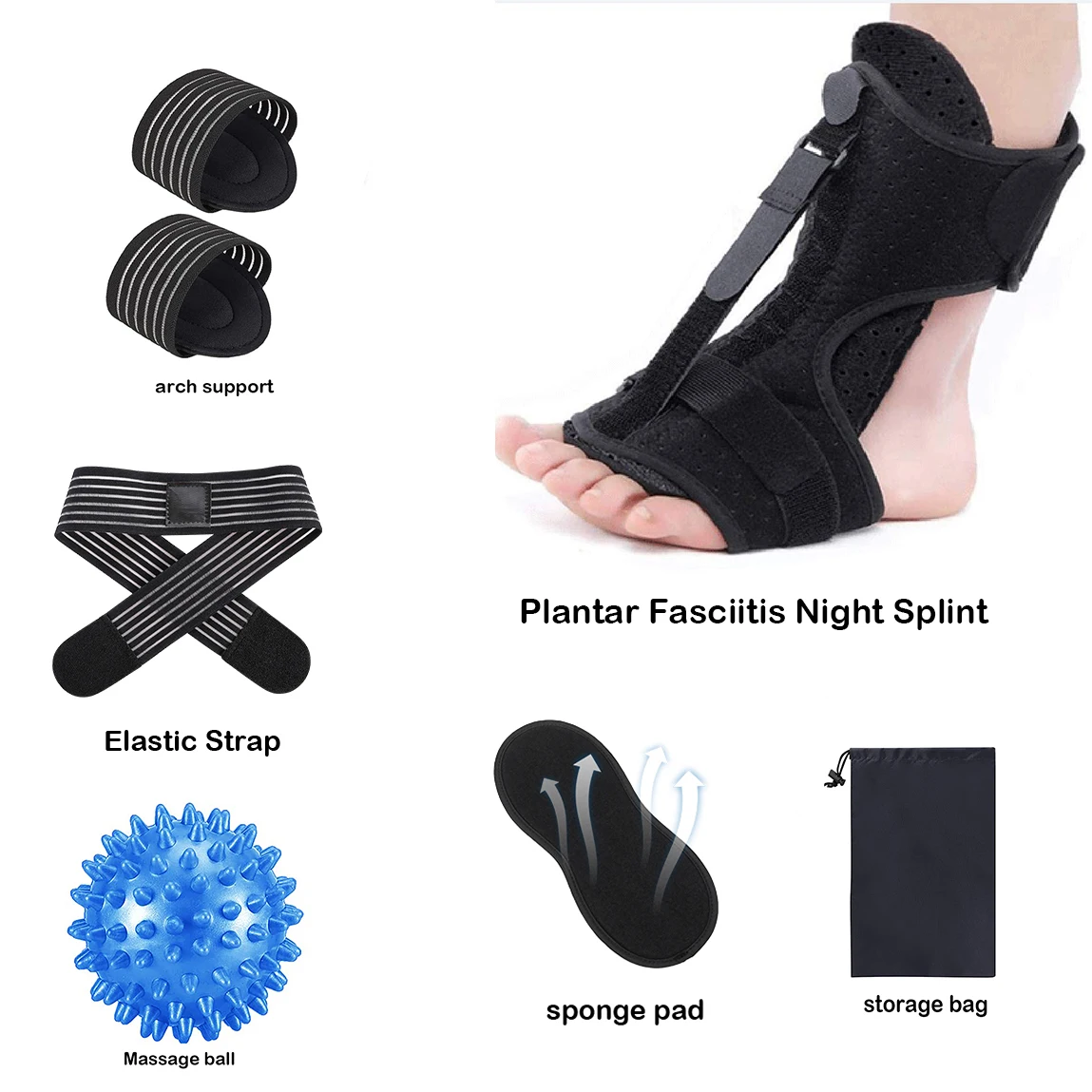 Wholesale Plantar Fasciitis Night Splint Foot Drop Brace Adjustable Elastic Night Splint For ankle drop foot