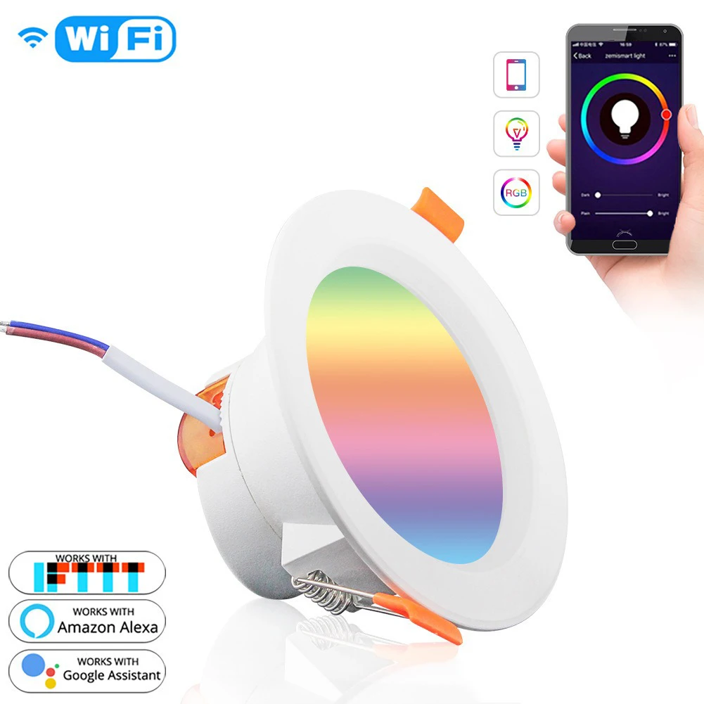 Заводская розетка Регулируемая Wi-Fi затемняемая светодиодная интеллектуальная Встраиваемая распределительная коробка для светильников от Tuya Smart Downlight Led