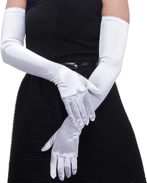 Fashion 1920s Long White Glove 53cm Cosplay Costume Accessories for Women Gloves for Single Party Bride Gloves