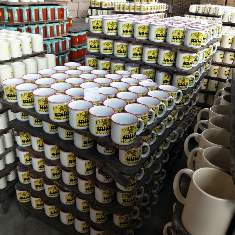 Speckled Design Set of 4 Ceramic Campfire Mug 15oz Large Capacity Double wall camping  mugs