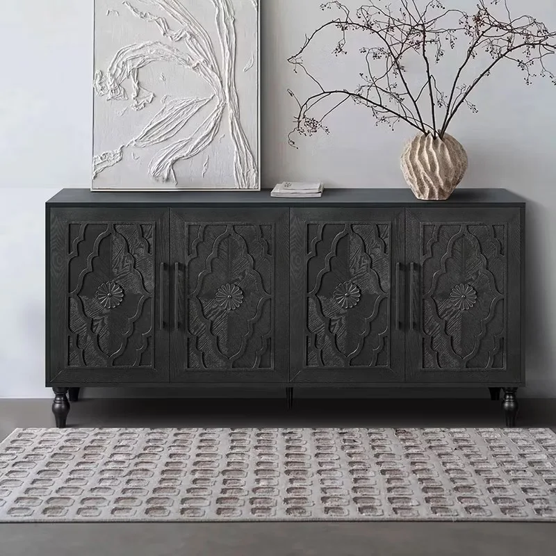 High-Quality Home Furniture Wood Modern Sideboard Cabinets Luxury Living Room Black Wooden Buffet