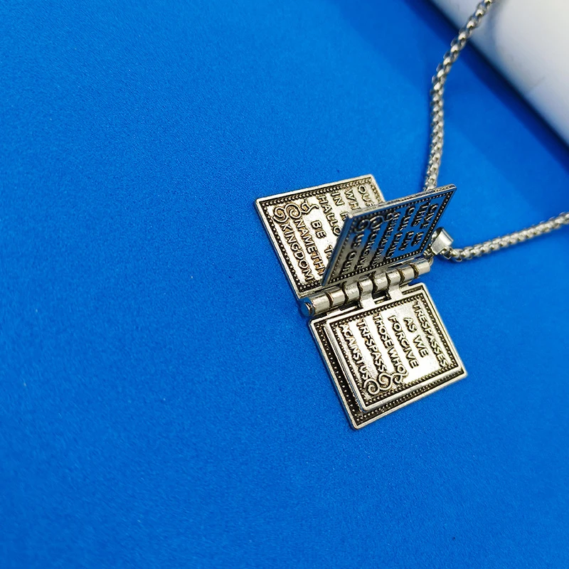 mini bible Religious Book Necklace Openable Prayer Bible Verse christian accessories Bible Book Pendant Necklace for Men Women