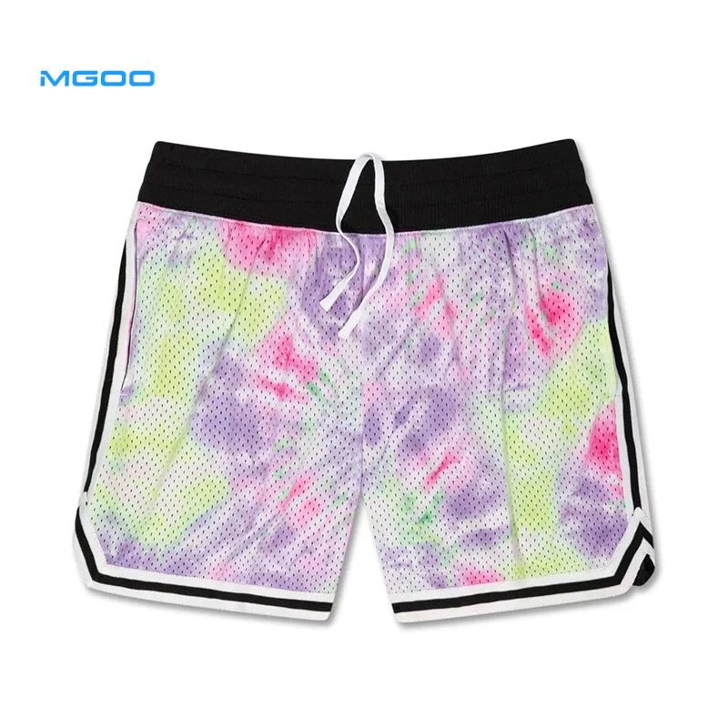 MGOO old schools courtside polyester mesh layer ribbing hem longue wearing unisex short