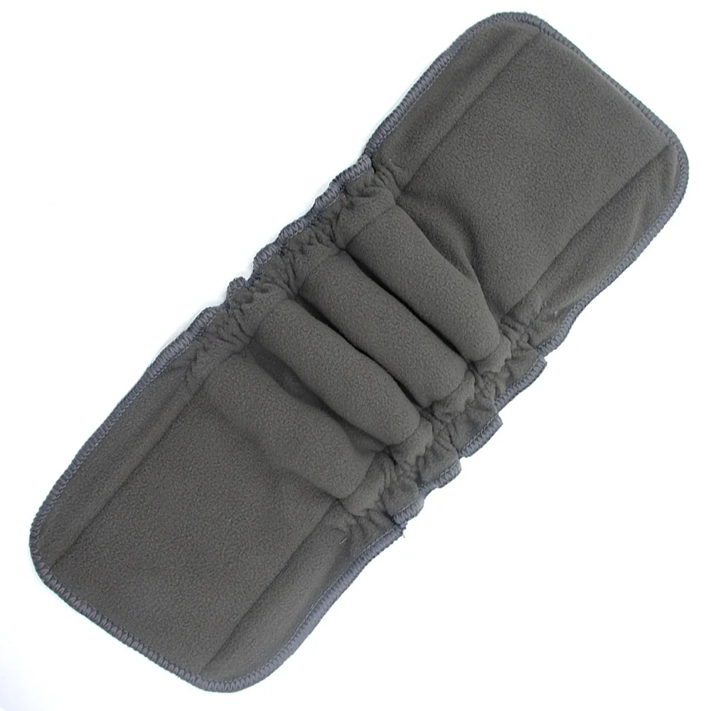 5 layers elastic bamboo charcoal diaper insert with double gussets leak guard absorbent cloth nappy insert pad soaker booster